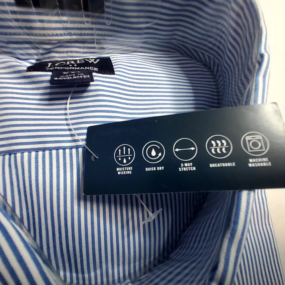 J.Crew Blue & White Striped XXL Performance Dress Shirt -Reimagined Cotton Blend - Picture 15 of 15